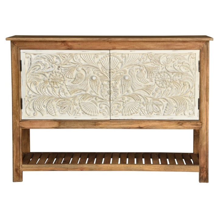 Raisha Hand Carved Wooden Console Table