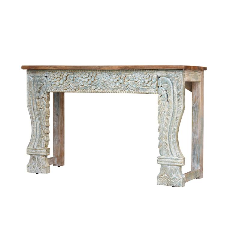 Mina Hand Carved Wooden Console Table