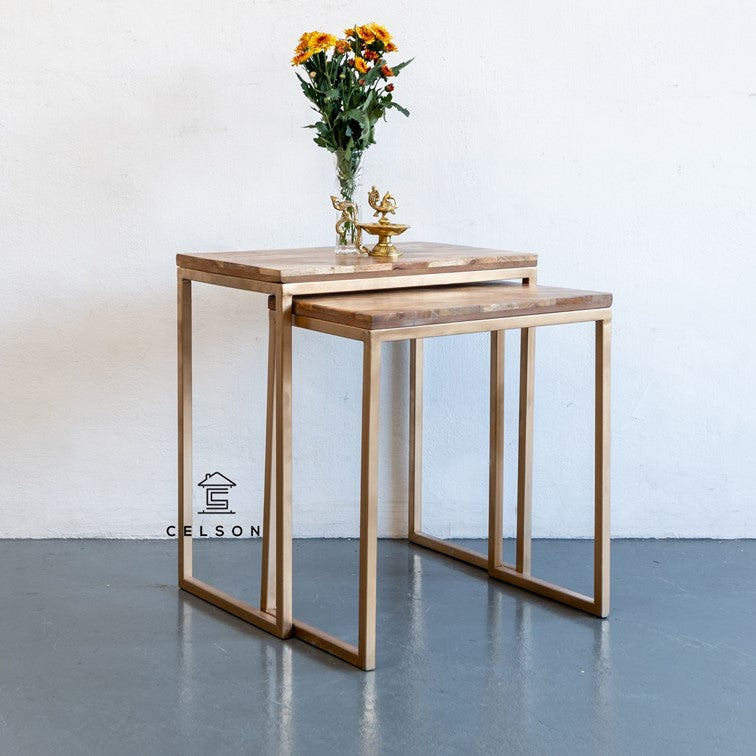 Luci Hand Carved Wooden Nesting Table