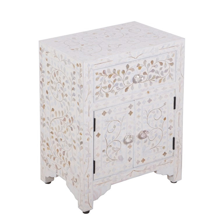 Lily Mother of pearl Inlay Bedside