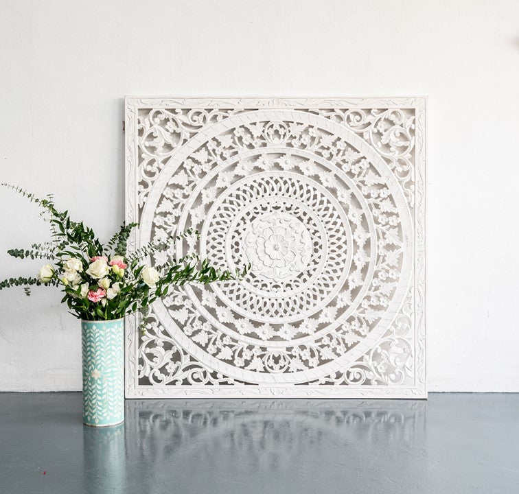 Liza Carved Wall Panel White