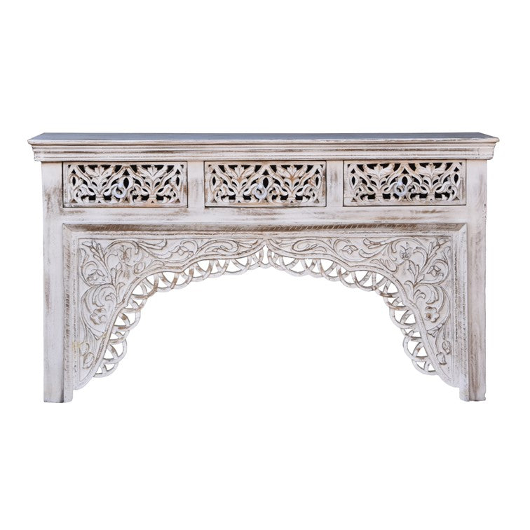 Amari Hand Carved Wooden Console Table