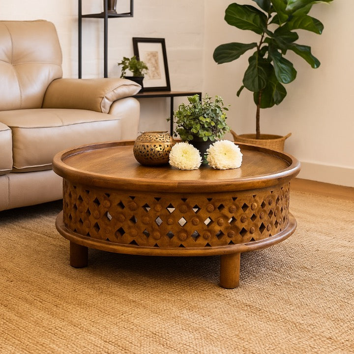 Andrea Carved Wooden Coffee Table