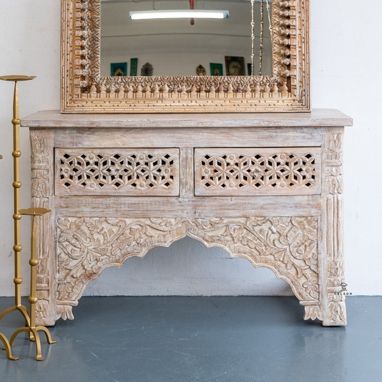 Peter Hand Carved Wooden Console Table
