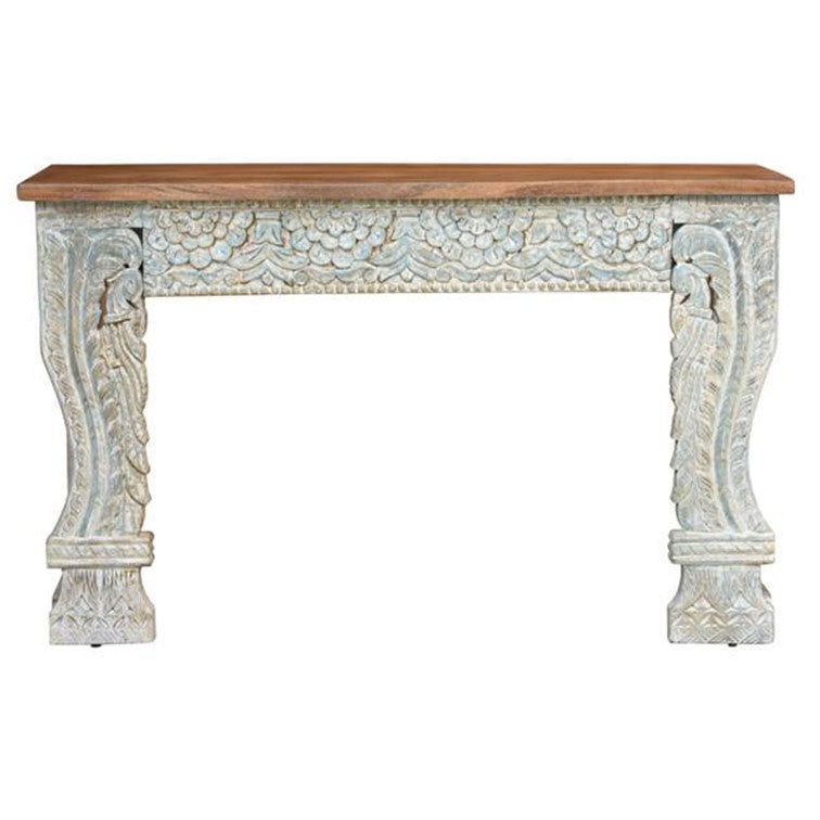 Mina Hand Carved Wooden Console Table