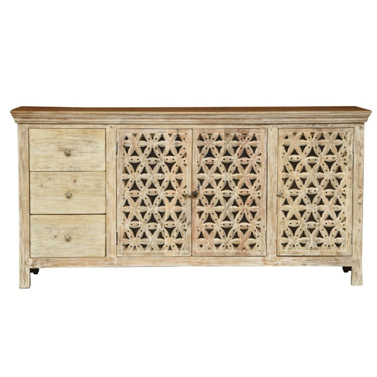 Vishwa Hand Carved Wooden Sideboard