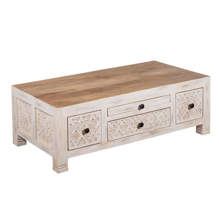 Aurora Carved Wooden Coffee Table