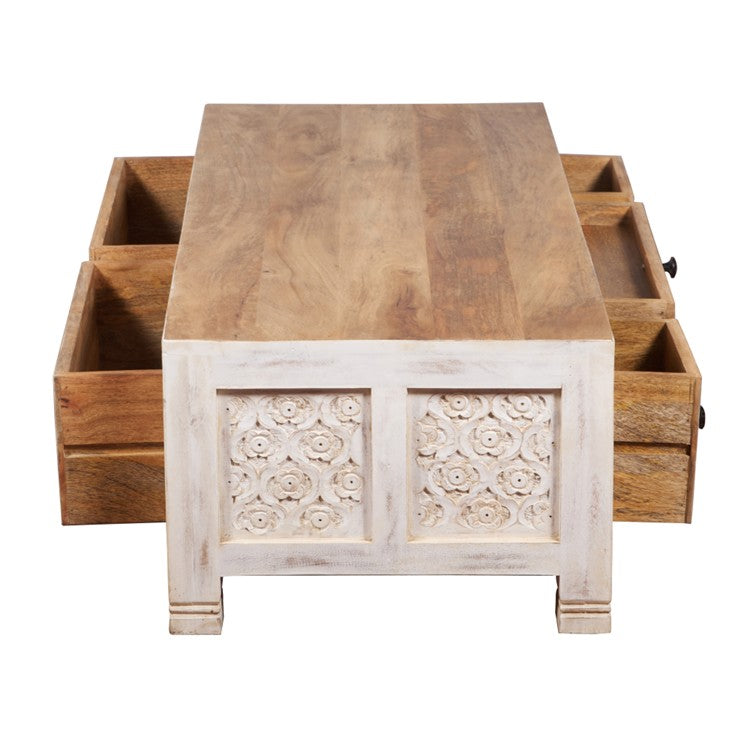 Aurora Carved Wooden Coffee Table