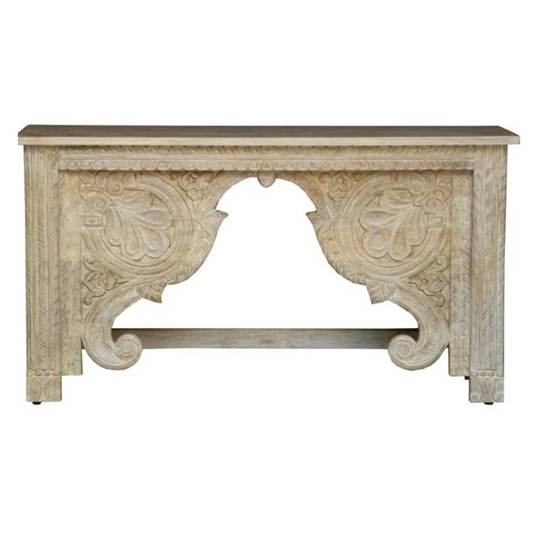 Natalie Hand Carved Wooden Console Table