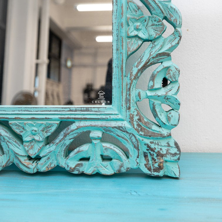 Blaire Hand Carved Wooden Mirror
