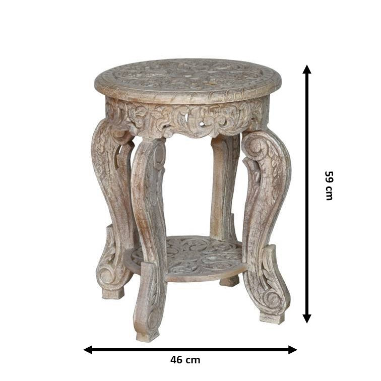 Riva Wooden Hand Carved Stool