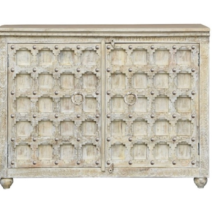 Daisy Carved Wooden Cabinet