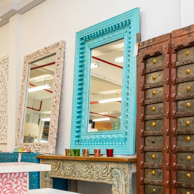 Janet Hand Carved Wooden Mirror