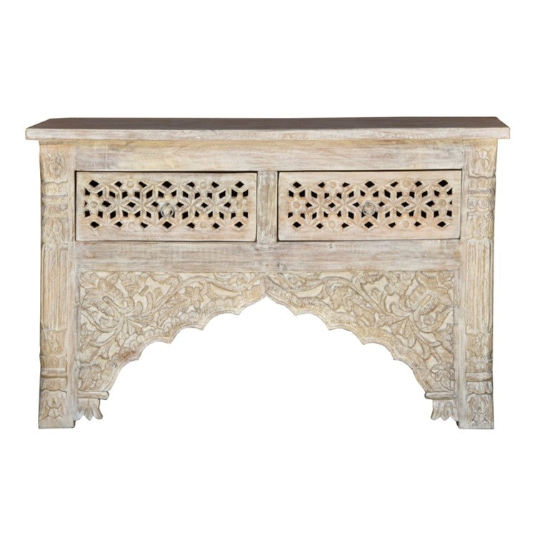 Peter Hand Carved Wooden Console Table