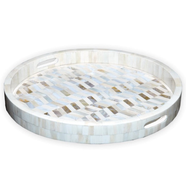 Velda Mother of Pearl Inlay Chevron Pattern Tray