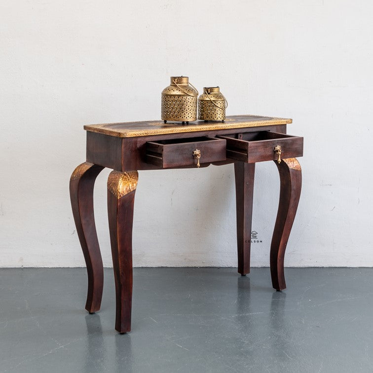 Cameron Brass Inlaid Console Table