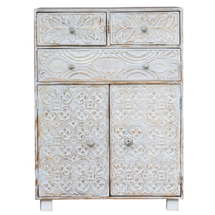Nora Carved Wooden Chest of Drawer