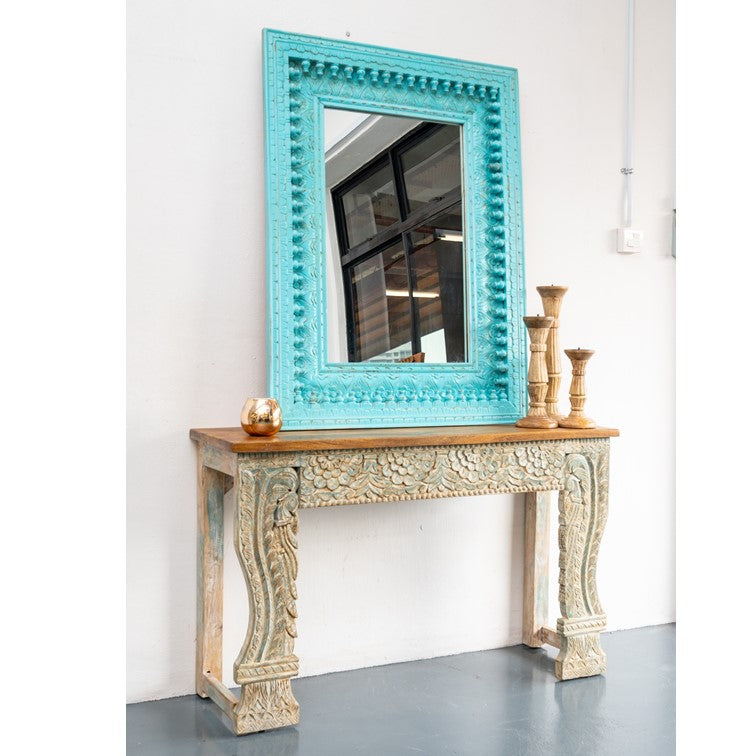 Mina Hand Carved Wooden Console Table