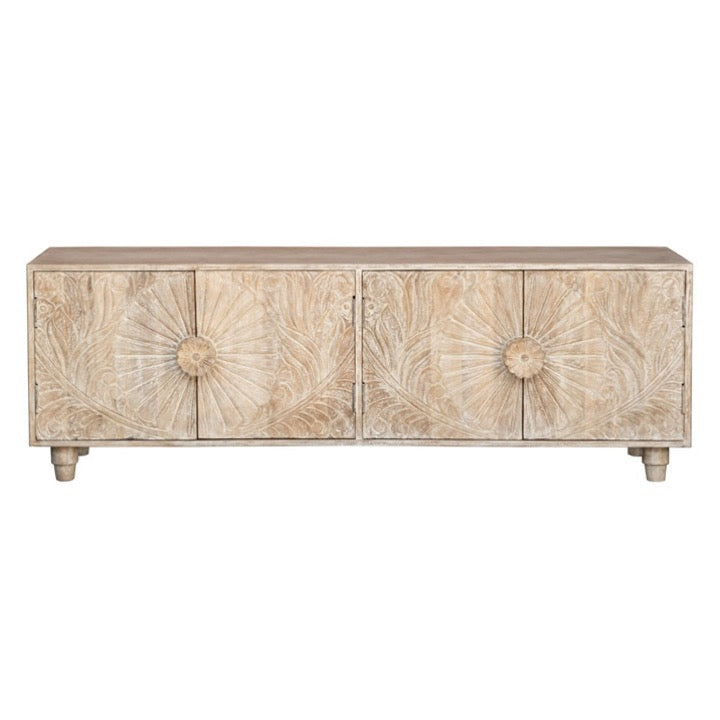 Zia Hand Carved Wooden TV Cabinet