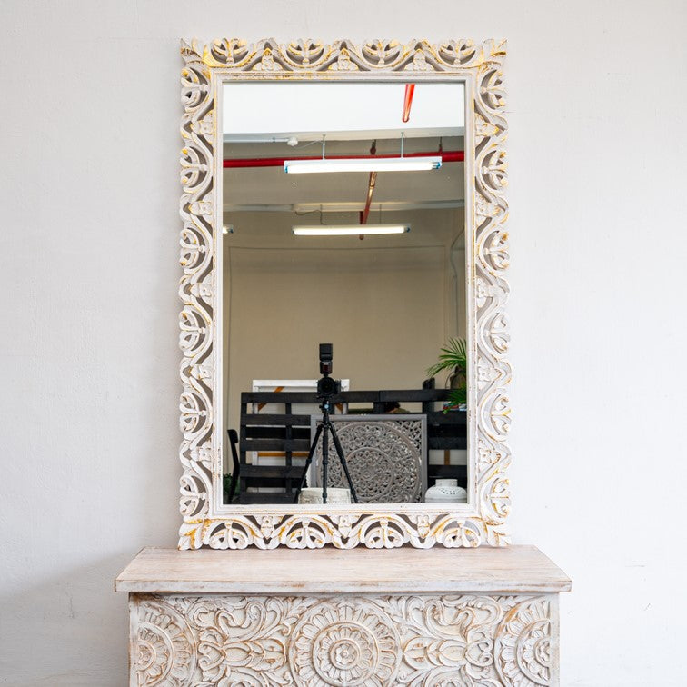 Blaire Hand Carved Wooden Mirror