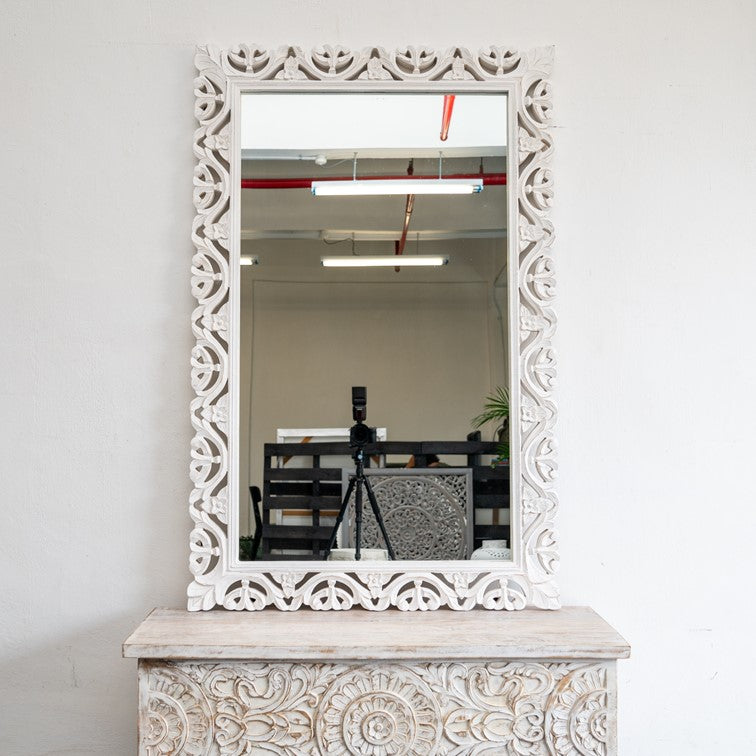 Blaire Hand Carved Wooden Mirror