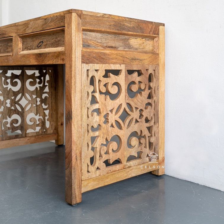 Eva Wooden Hand Carved Study Table
