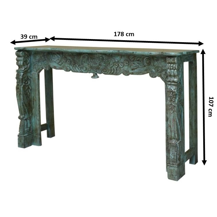Biona Hand Carved Wooden Console Table