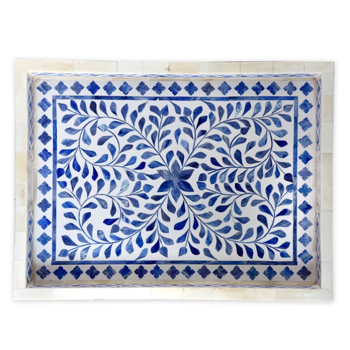 Faye Bone Inlay Floral Pattern Tray