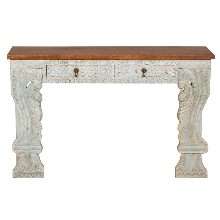 Bitty Wooden Hand Carved Console Table