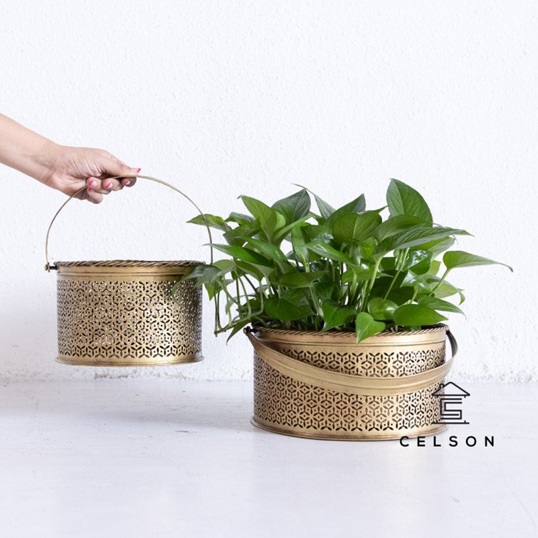 Stella Brass Finish Planter Basket