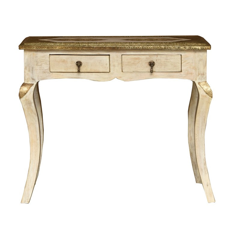 Yubi Wooden Brass Inlaid Console Table