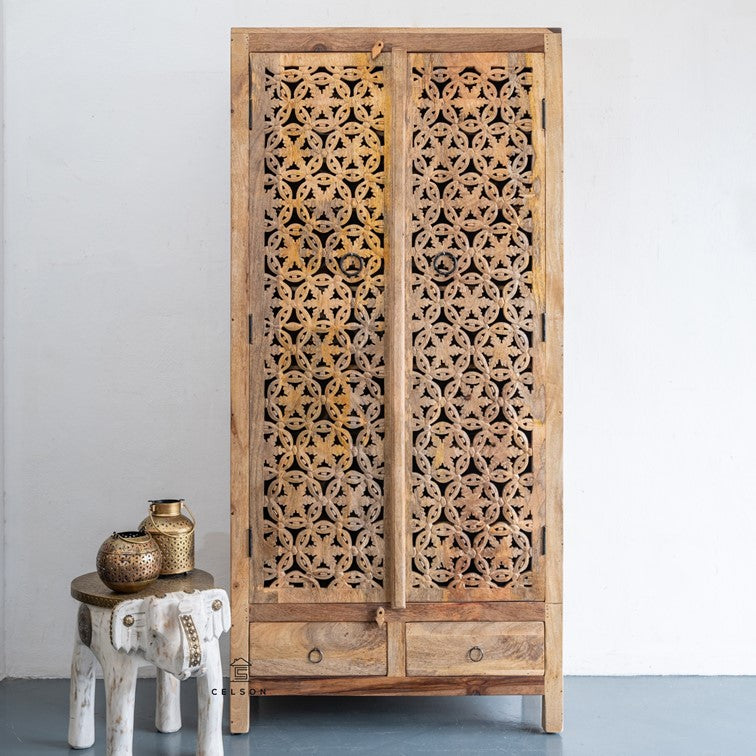 Erica Hand Carved Wooden Shoe Cabinet