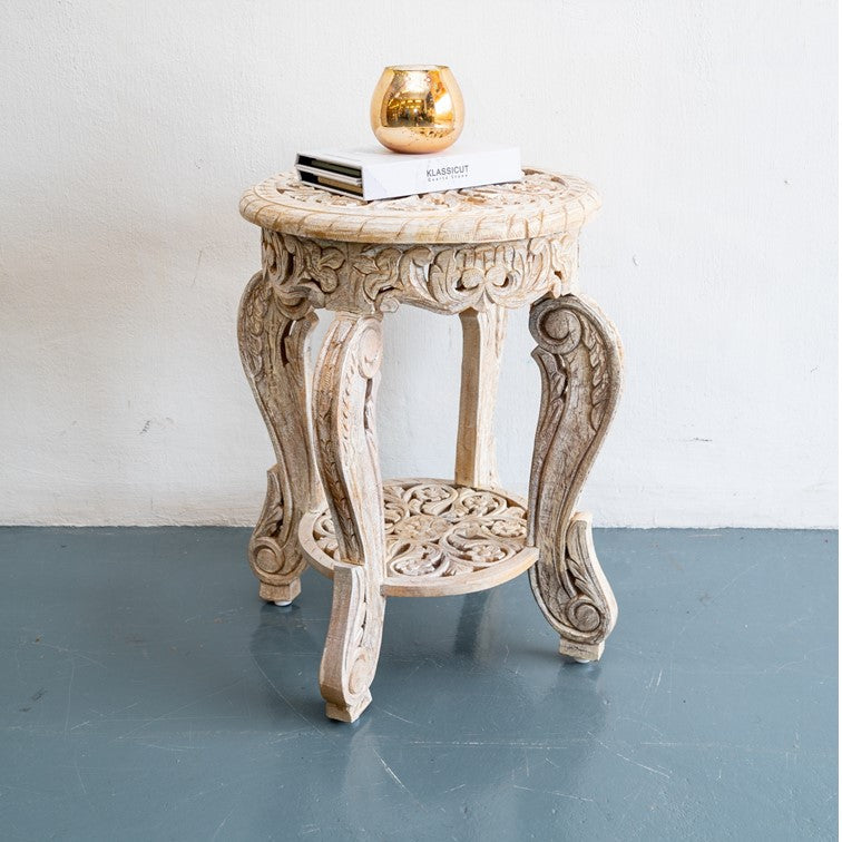 Riva Wooden Hand Carved Stool