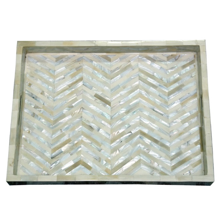 Ivory Mother of Pearl Chevron Pattern Tray