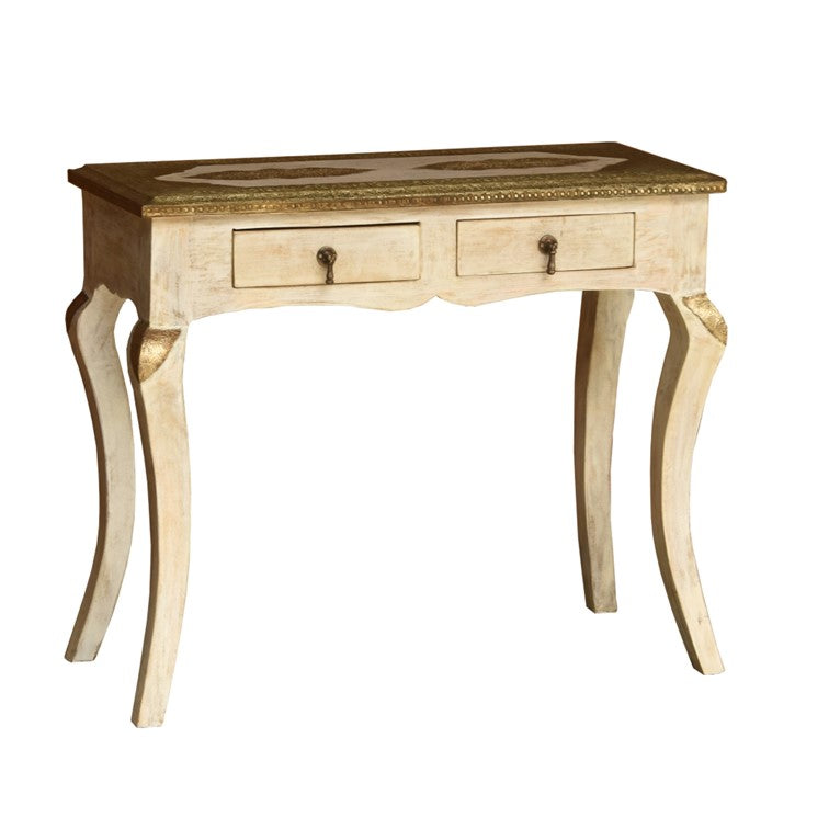 Yubi Wooden Brass Inlaid Console Table