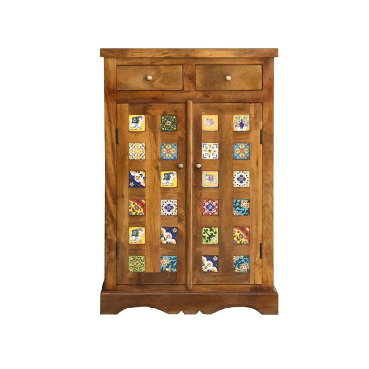Smith Hand Carved Tile Shoe Cabinet