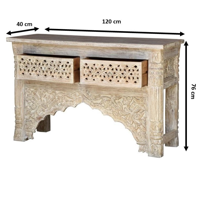 Peter Hand Carved Wooden Console Table