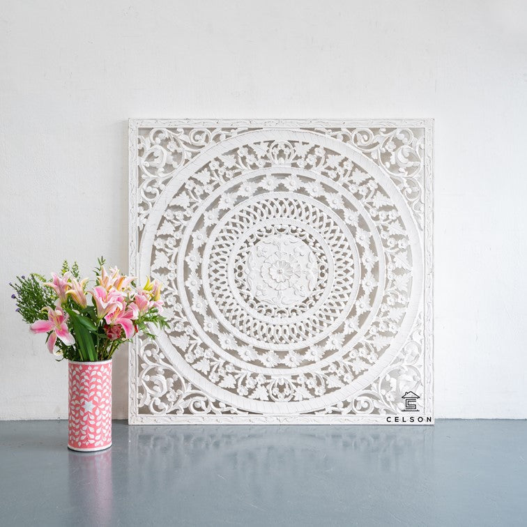 Liza Carved Wall Panel White