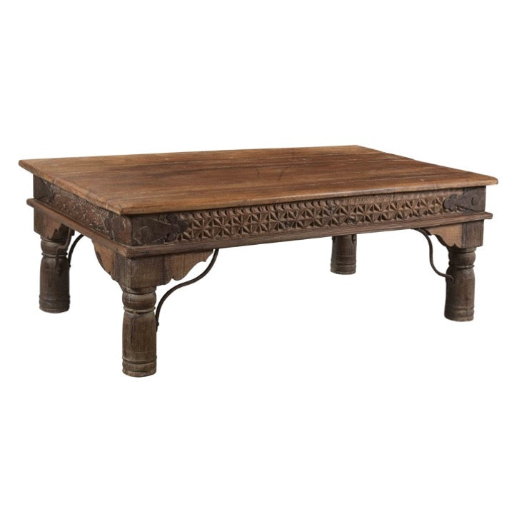 Aaron Carved Wooden Coffee Table