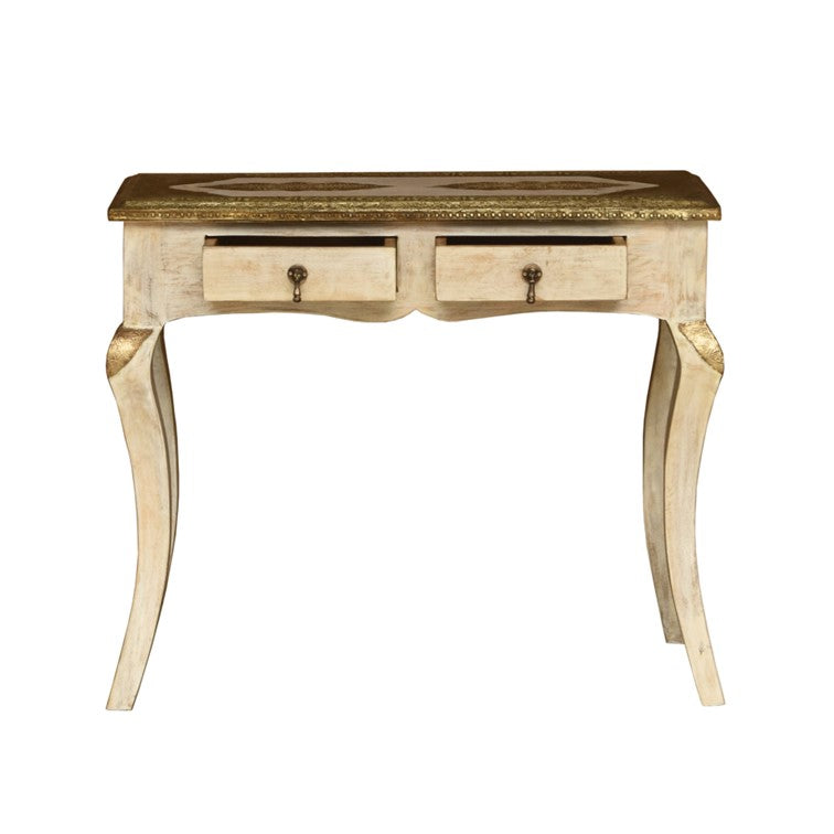 Yubi Wooden Brass Inlaid Console Table