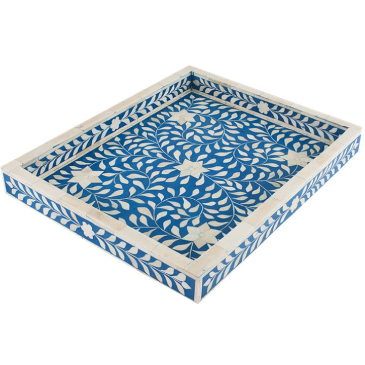 Vincent Bone Inlay Tray with Floral Pattern