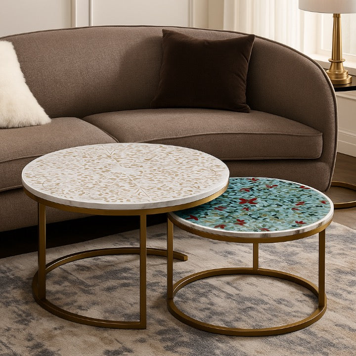 Mia Mother of Pearl Inlay Nesting Coffee Table