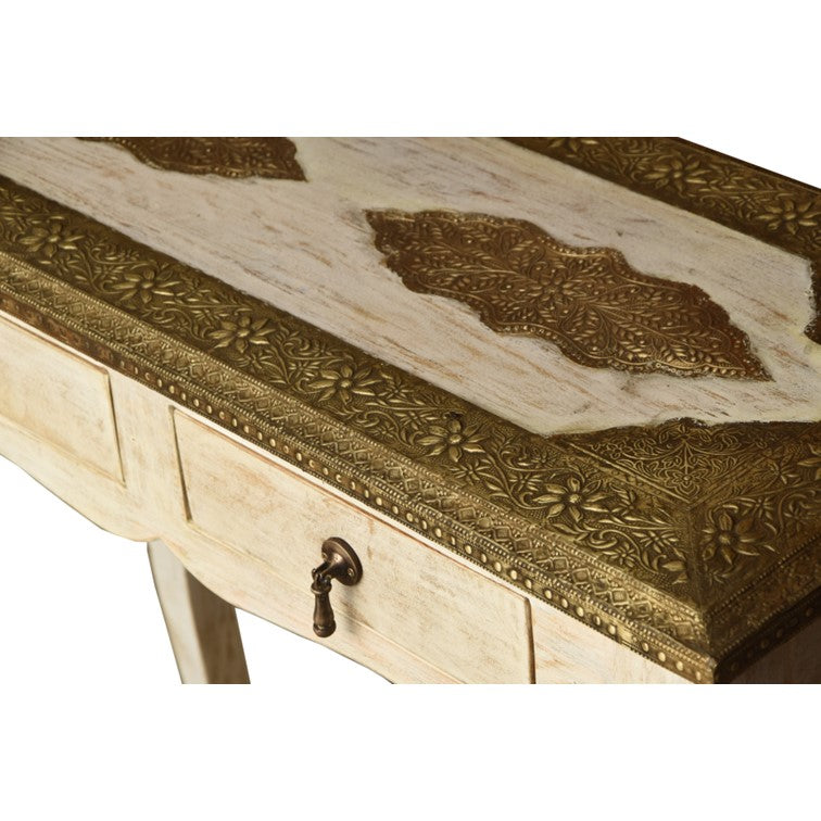 Yubi Wooden Brass Inlaid Console Table