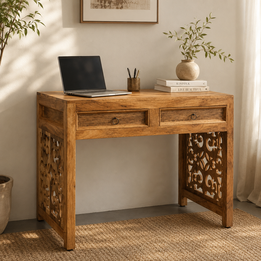 Jane Wooden Hand Carved Study Table
