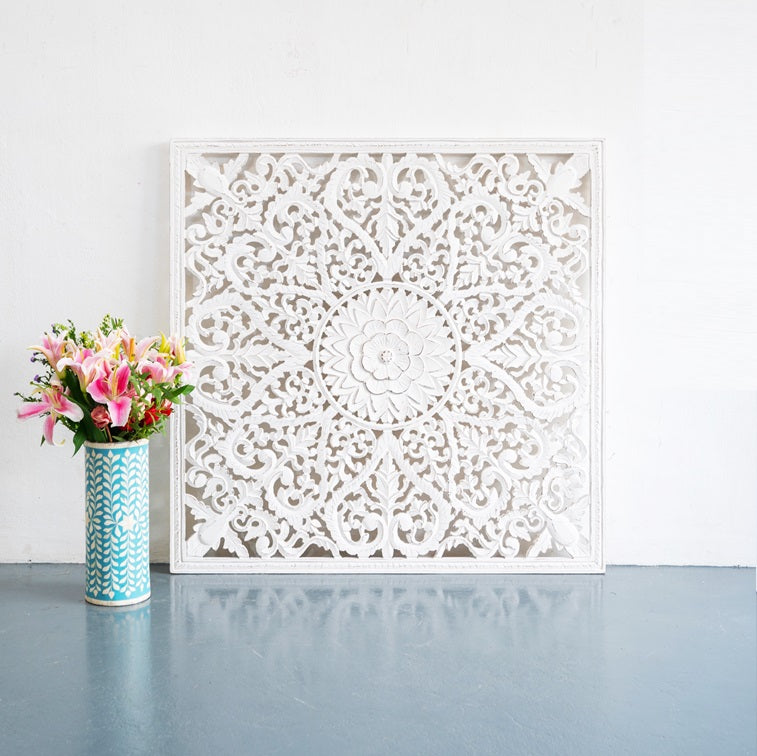 Fink Carved Wall Panel White