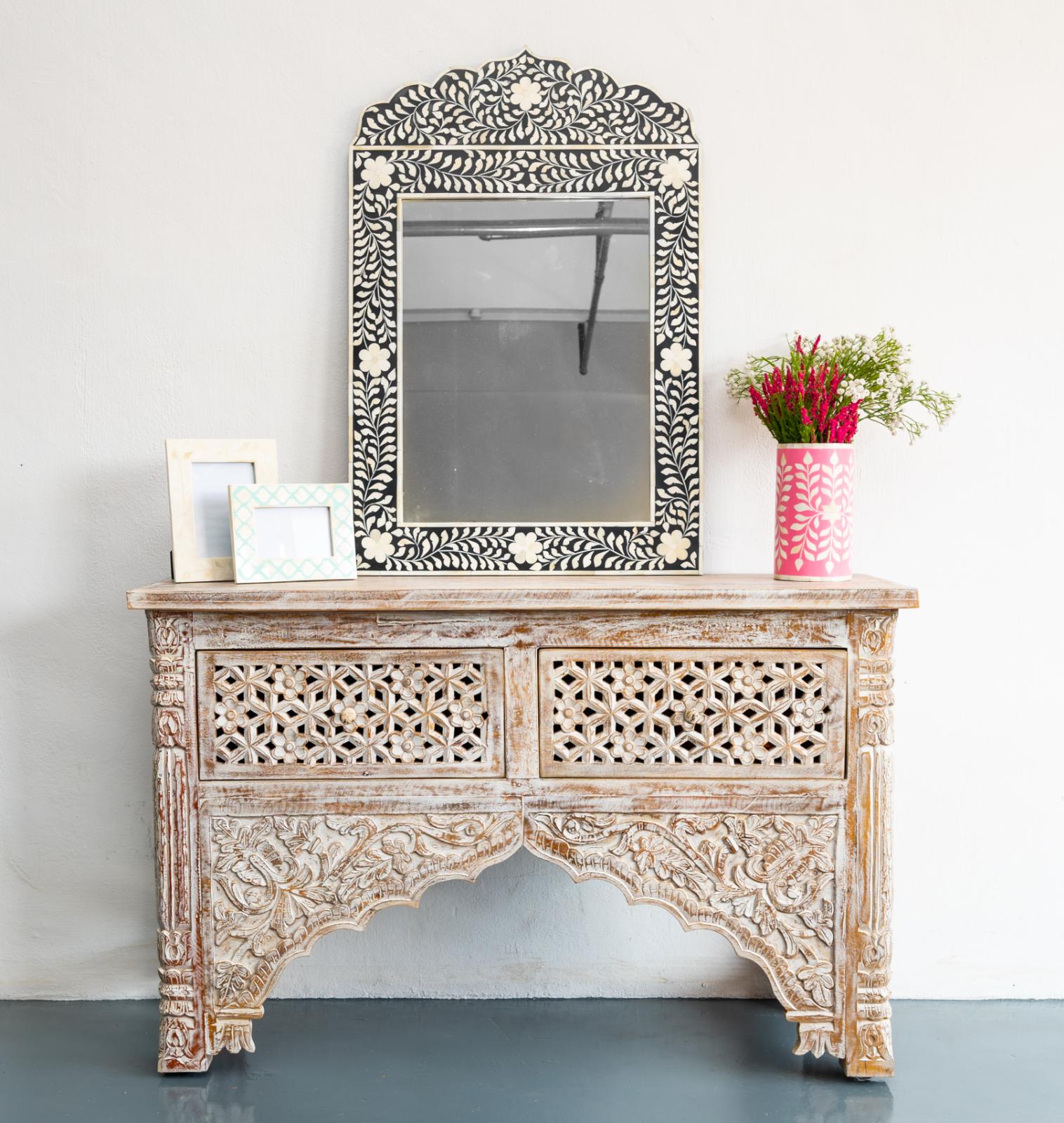 Peter Hand Carved Wooden Console Table