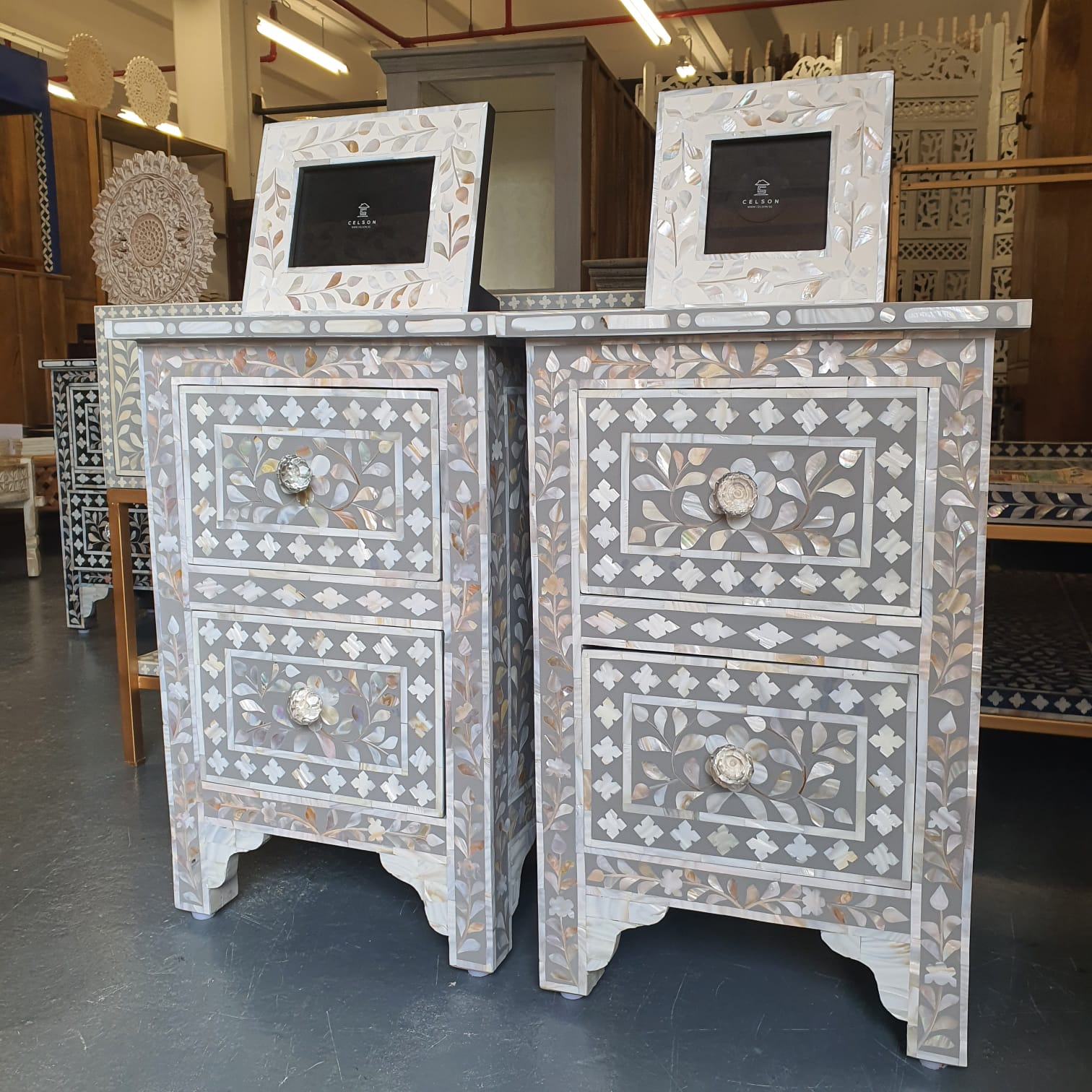 Genie Mother of Pearl Inlay Bedside