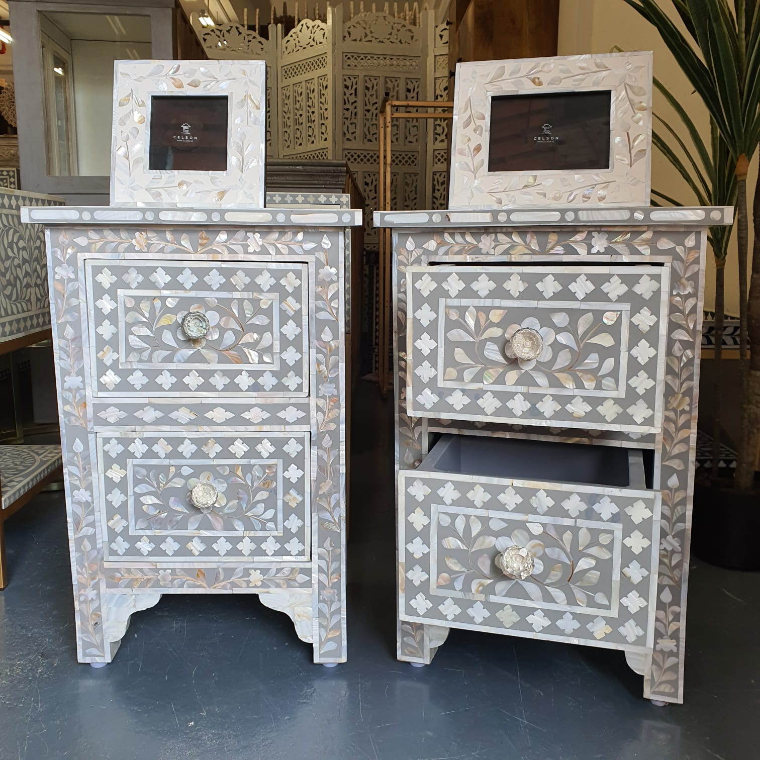 Genie Mother of Pearl Inlay Bedside