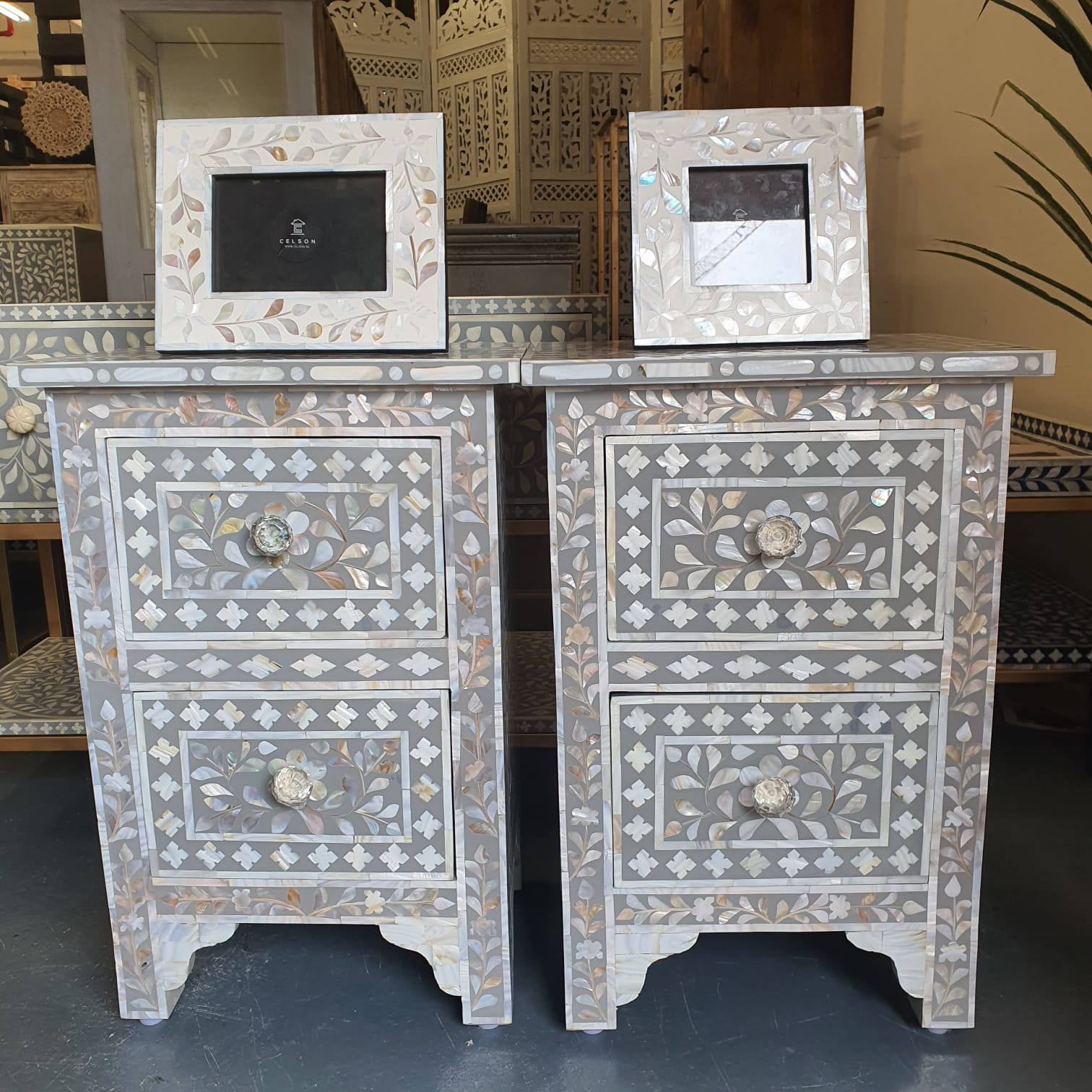 Genie Mother of Pearl Inlay Bedside