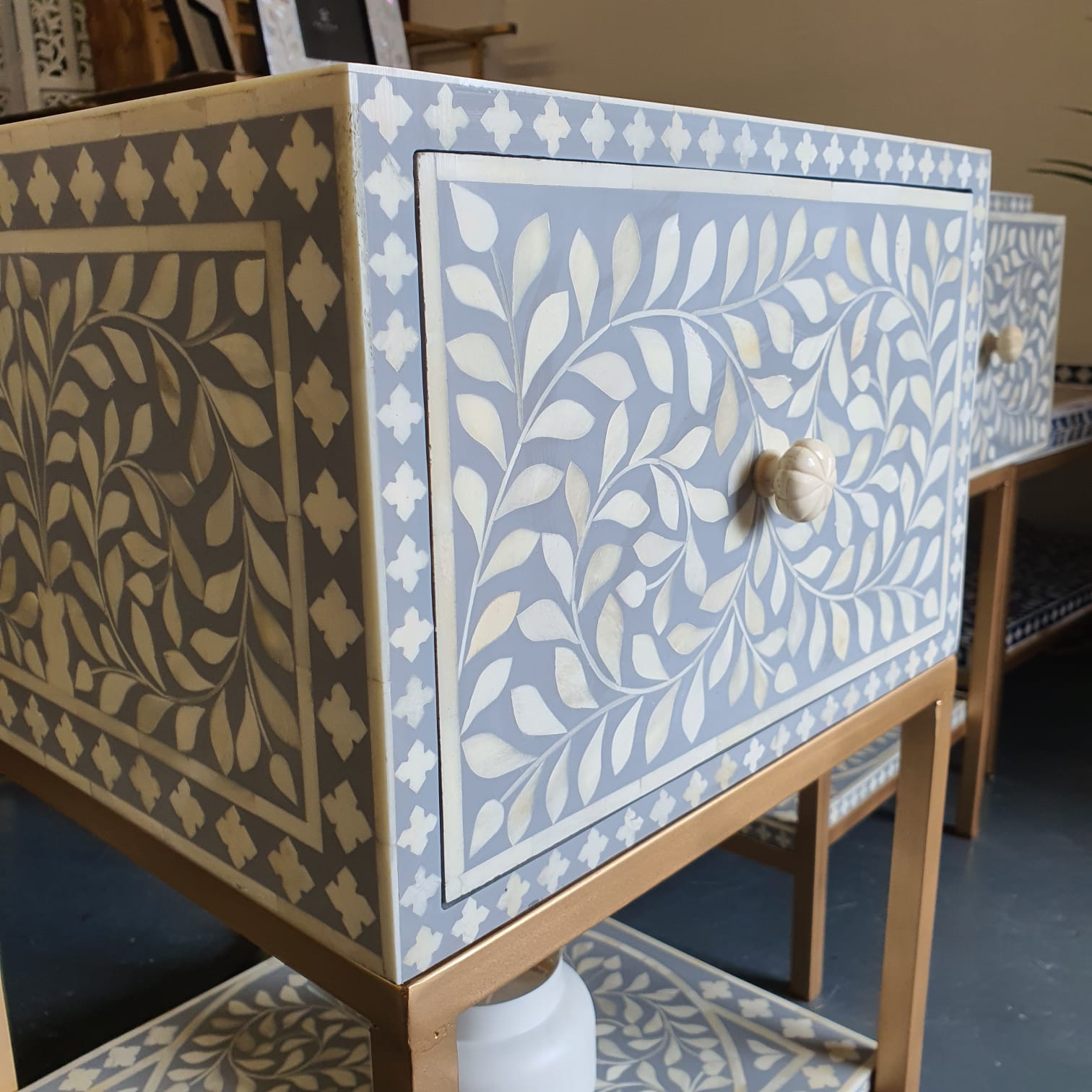 Dorothy Bone Inlay Bedside
